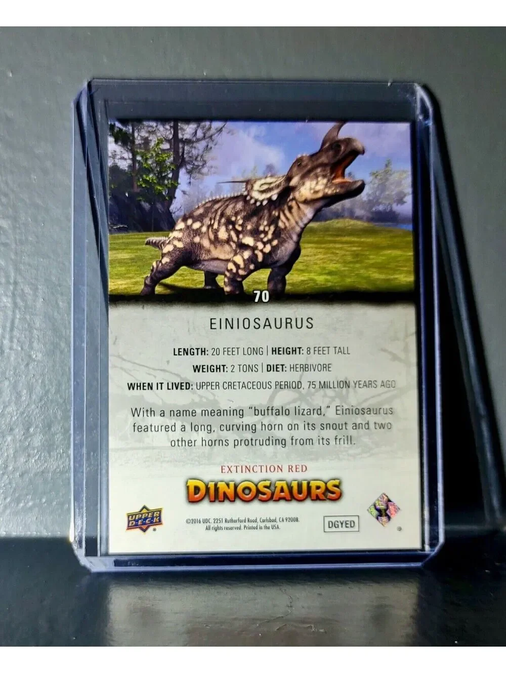 2015 Upper Deck Dinosaurs Einiosaurus Extinction Red Parallel #70 Card